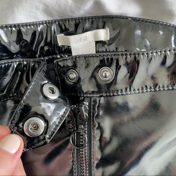 H&M Faux Leather High-Waisted Pants - Straight Leg - Picture 8 of 9